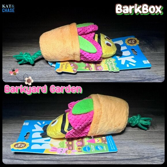 Bark Box Pollen Nate Dog Toy Xs S Bumble Bee Flying Flower Tug Squeaky Garden - Picture 6 of 9